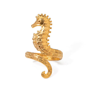 Golden Seahorse Ring