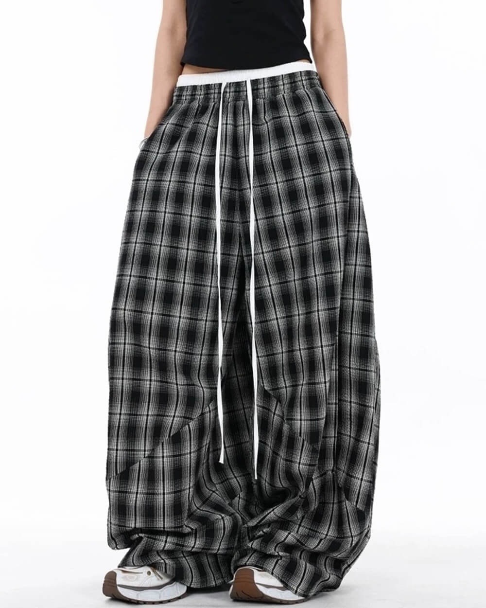 Skater Girl Plaid Wide Leg Pants