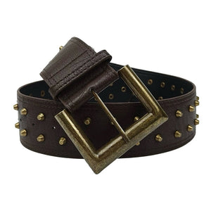 Square Buckle Studded Wide Belt