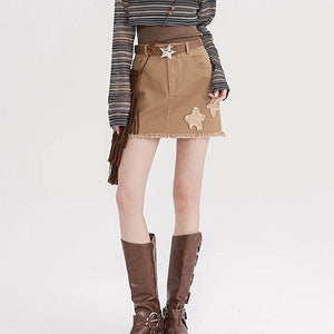 Star Patch Aesthetic Mini Skirt