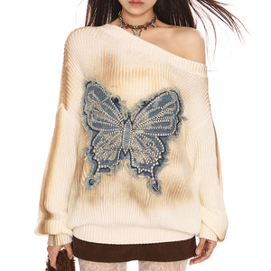 Vintage Wash Butterfly Sweater
