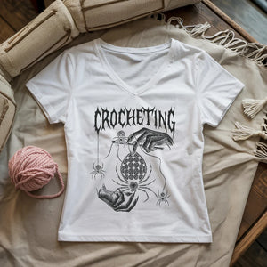 Gothic Crocheter Lady V-neck