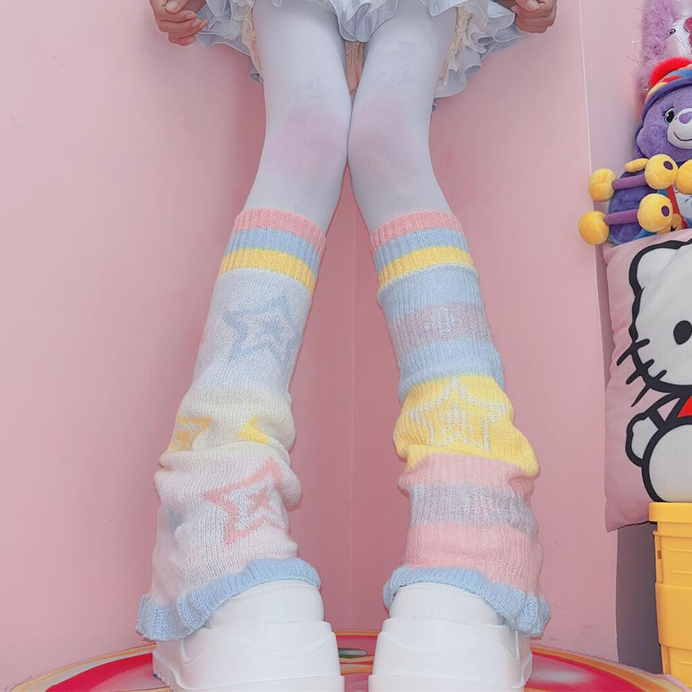 Y2K Pastel Star Leg Warmers
