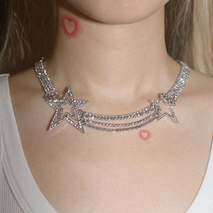 Y2K Style Crystal Star Necklace